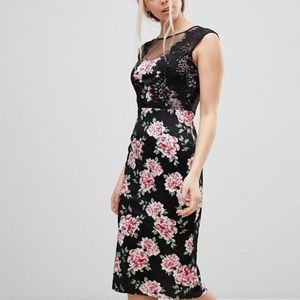 Asos Floral printed Lace midi dress US 6